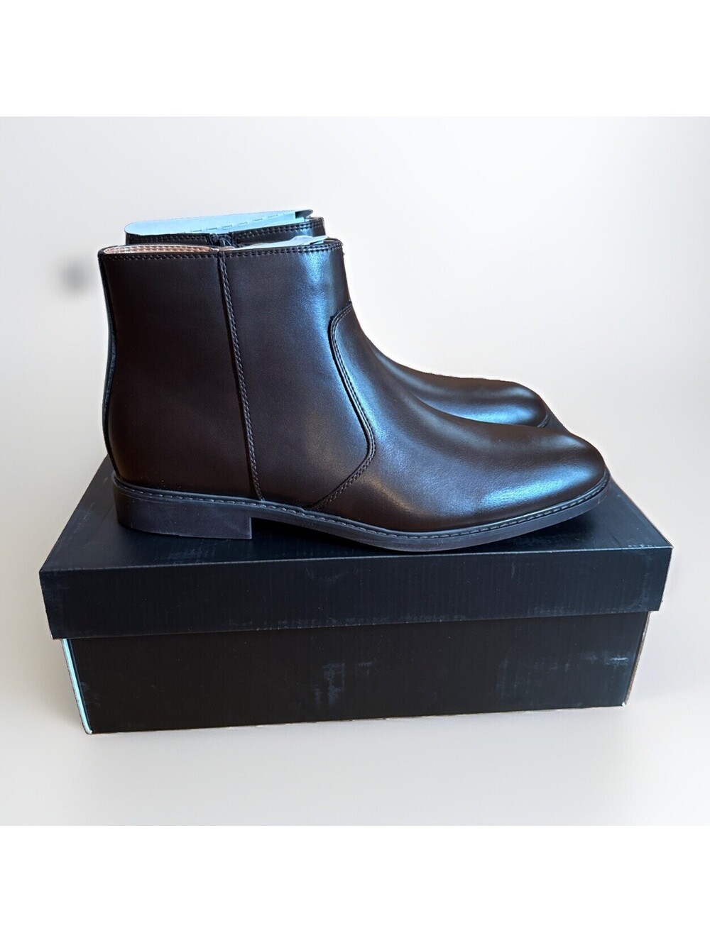 NEW Alfani Men's Liam Espresso Brown Ankle Boots Faux Leather Side Zip Size 11 M
